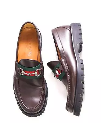 GUCCI - WEB Horse-bit Loafers Brown Iconic Style - 9 US (8.5 G) • $438