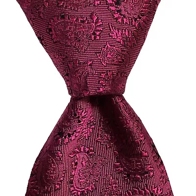 DANIEL MILANO Men's 100% Silk Necktie ITALY Designer PAISLEY Pink/Black NWT Rare • $69.99