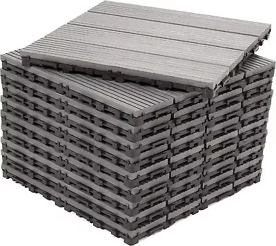 11x Decking Tiles Square Interlocking Connecting Instant Garden Outdoor Flooring • £45.95