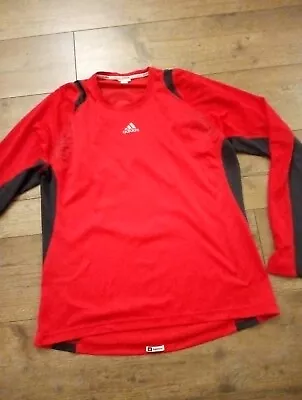 Men's Adidas Climacool Running/Training/Gym Top Long Sleeves Red/grey Size L 44  • £7.99