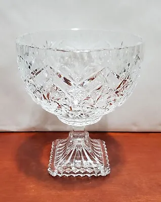 Vintage Polish Crystal Pedestal Bowl Whirling Star Design Prismatic Gorgeous  • $16.97