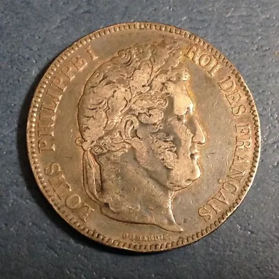 France Louis-Philippe 1842 B Five 5 Francs - Rouen Mint • $45