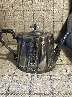 Antique Victorian Plated Teapot Walker Halls Of Shefield With Floral Engraving • £30