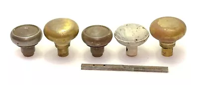 Lot Of 5  Vintage Mid Century Brass Plated White And Silver Door Knobs Hardware • $18.73