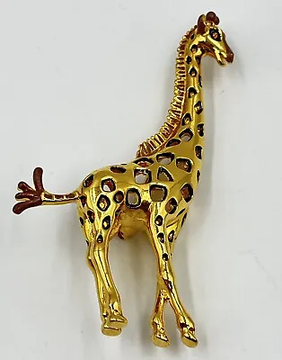 Vintage Bob Mackie 3 1/2” Tall Gold Tone Giraffe Pin Brooch • £28.92