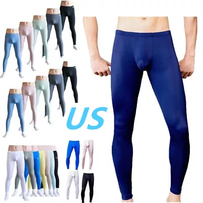 US Mens Compression Pants Stretchy Tights Trousers Solid Color Base Layer Pants  • $4.99