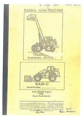Matbro Telehandler Ram C & Teleram C Parts Manual • £26.85