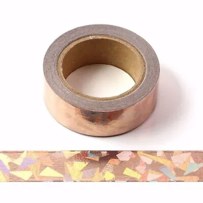 Rose Gold Broken Glass Foil Washi Tape Decorative Self Adhesive 15mm X 10m • £3.74