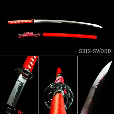  Clay Tempered Japanese Katana Sword T10 Steel Choji Hamon Unokubi Zukuri Blade • $338