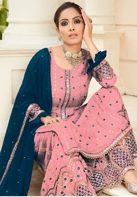New Indian Bollywood Heavy Salwar Kameez Suit Pakistani Wear Wedding Party Gown • $42.49