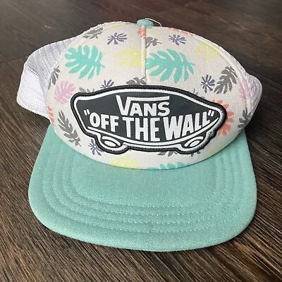 Vans Off The Wall Trucker Hat Snapback Green Leaf Unisex One Size Fits All Logo • £12.52