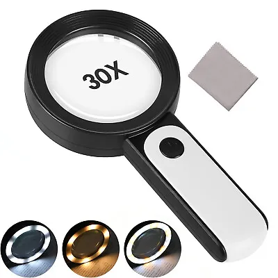 Magnifying Glass 30x Large 18 Led Light Handheld Illuminated Reading Magnifier • £7.89