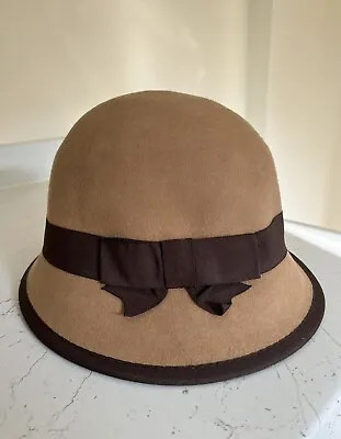 M&S Marks And Spencer 100% Wool Camel Beige Bucket Hat 20s 30s Size S/M • £14.99