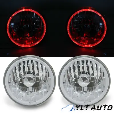 7  Inch Round Red Halo LED Headlights Diamond Cut For Jeep Wrangler JK LJ TJ CJ • $25.64