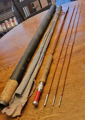 Vintage Montague Flash Bamboo Fly Fishing Rod 9' 3-Piece (1 Extra) Sock & Tube • $99.99