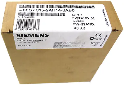 Siemens 6es7315-2ah14-0ab0 6es7 315-2ah14-0ab0 Simatic S7-300 Cpu 315-2dp • $444