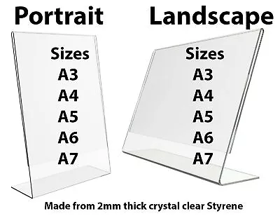 Acrylic Counter Poster Holder Perspex Leaflet Display Stand A3 A4 A5 A6 & A7 • £4.90