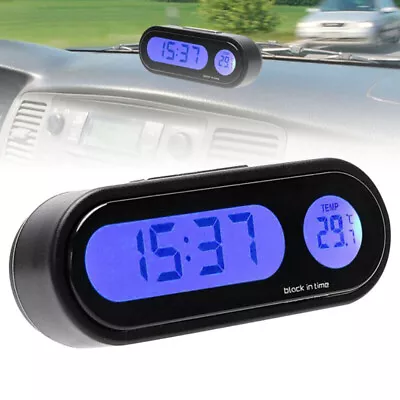 Mini LCD Digital With Backlight 12V Car Dashboard Electronic Clock Thermometer • $22.19