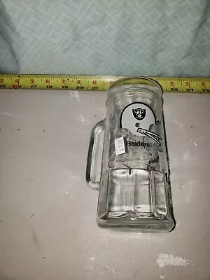 Vintage NFL Oakland / Los Angeles Raiders Glass Fisher Nut Jar Beer Mug Stein • $15