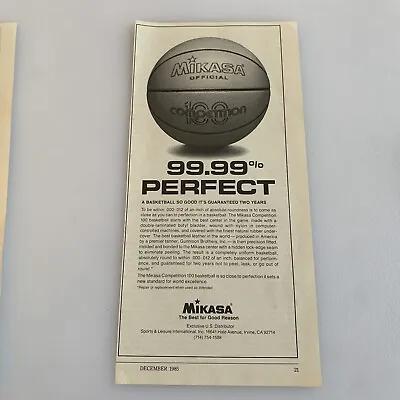 1985 Mikasa Competition 100 Basketball Ball Print Ad Original 99.99% Perfect • $7.39