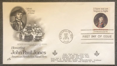 £4.99 • Buy FDC Special Stamp Cover Masons Masonic USA 1979 Honoring John Paul Jones