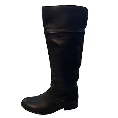 Frye Melissa Trapunto Leather Tall Pull On Riding Boots Black Size 6 • $149