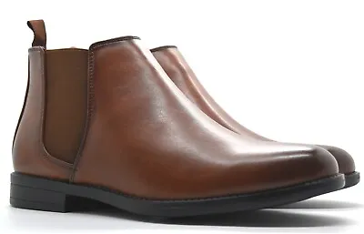 Mens Chelsea Boot Slip On Ankle Faux Leather Dealer Casual Dress Smart Shoe Size • £19.95