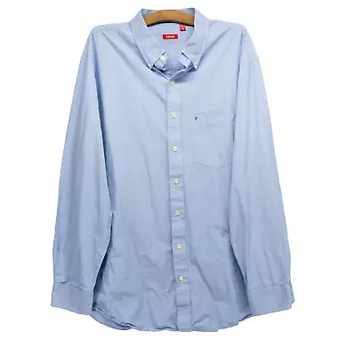 Mens 2XLT Oxford Style IZOD Button Down Big & Tall Light Blue Cotton Dress Shirt • $11.92