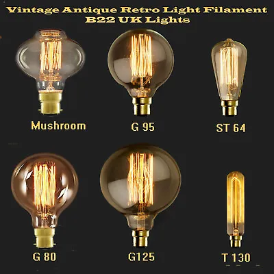 B22 Edison Lamp Bulb 40W/60W 220V Vintage Antique Retro Light Filament UK Lights • £4.19