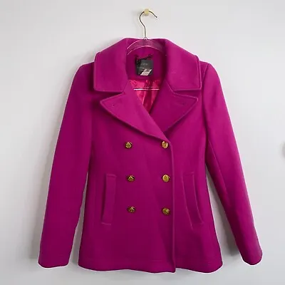 J. Crew Women’s Size 0 Majesty Stadium Cloth Peacoat In Vintage Berry Pink • $39.99