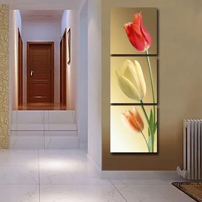 Elegant Tulips Flowers 3 Piece Canvas Print Wall Art Poster Home Decoration • $92.98