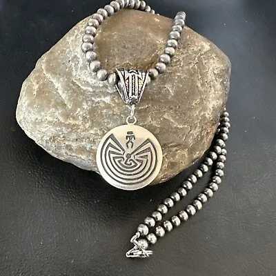 Man In The Maze Hopi Native American Sterling Silver  Necklace Pendant  16906 • $299.98