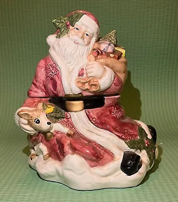 Santa Claus Holding Bag Of Presents W Reindeer/deer/fawn Christmas Cookie Jar • $19.90