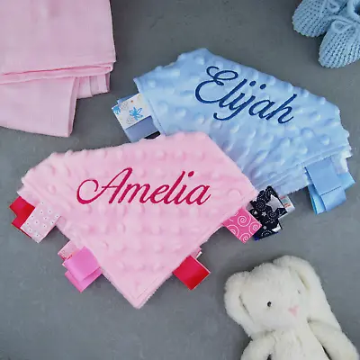 Taggie Personalised Baby Taggy Any Name Comforter Girl Boy Embroidered • £6.99