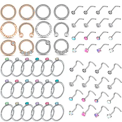 Septum Clicker Nose Ring Hoop Cartilage Ring Earrings Piercing Jewelry 16G USA • $11.99
