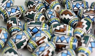 £3.99 • Buy Ceramic Glazed  Hair & Crafts  BEADS  - Hand Painted In Peru -Oval V077