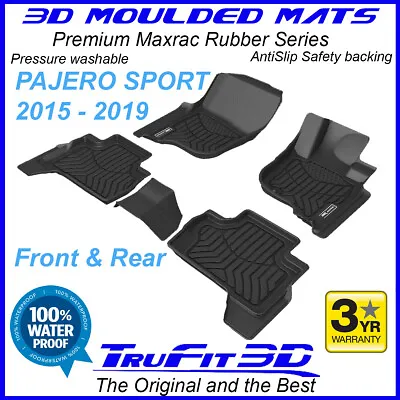 $279 • Buy Fit Mitsubishi Pajero Sport 2015 - 2021 3D Maxtrac Black Rubber Floor Mats F&R