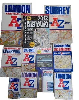£19.99 • Buy A-Z Road Maps & Guides Joblot X 10 & AA 2012 UK Road Atlas