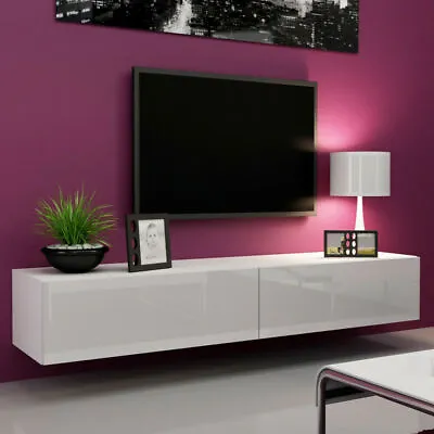 £109.99 • Buy Wall Mounted TV Cabinet Entertainment Unit High Gloss - 140 160 180cm Floating