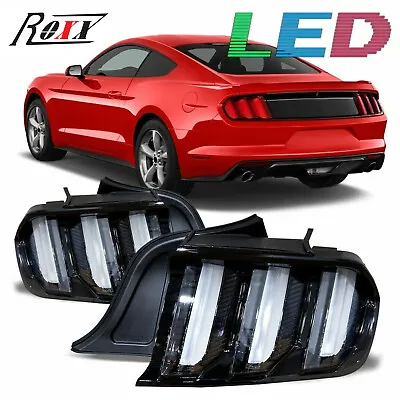 LED Tail Lights Sequential Turn Signals For 2015-2023 Ford Mustang Black Clear • $272.75