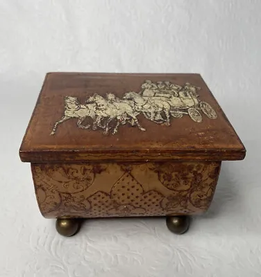 $69.99 • Buy Antique Austrian Wooden Victorian Puzzle Casket Box C. 1800's Horse Carriage