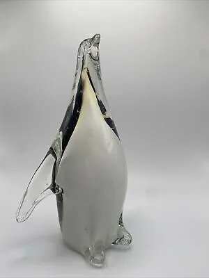 Vintage Murano Style Hand Glass Blown Penguin 8.5” Tall • $25
