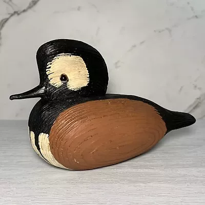 Vintage Hand Carved Wood Hooded Merganser Duck Decoy 9.5  Signed McKinney • $67.50