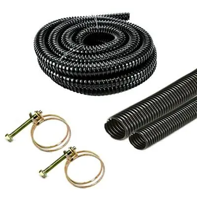 Black Corrugated Water Butt Hose Pipe Extension Overflow Flexible Connector Tube • £3.49