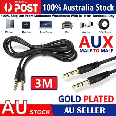 Premium Quality 3.5mm Male To Male Audio Cable AUX Phone Car Stereo Jack Cord • $5.33