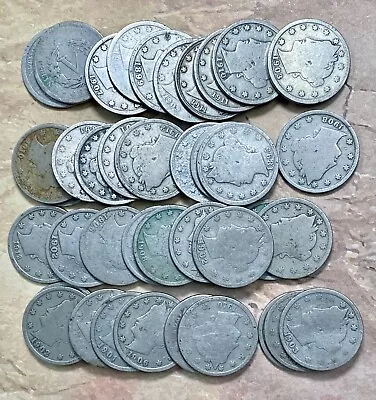 Lot Of Circulated V Nickels - Historical U.S. Coins K2 • $40