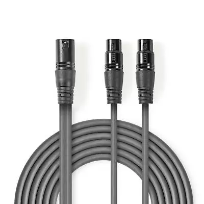 XLR Stereo 2x Female 1x Male Microphone Mic Lead Patch Cable Splitter 1.5m • £10.52