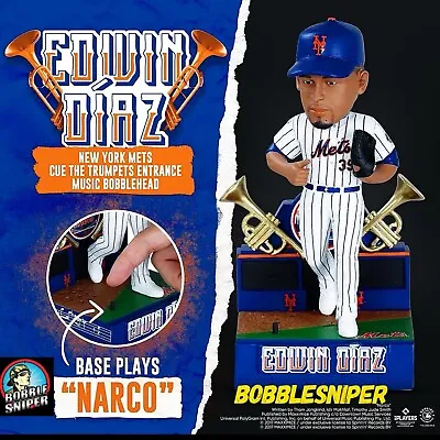 EDWIN DIAZ New York Mets  Cue The Trumpets  Entrance Music Narco MLB Bobblehead • $147