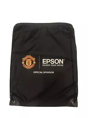 Manchester United Football Club Epson New Black Drawstring Rucksack Bag • £5