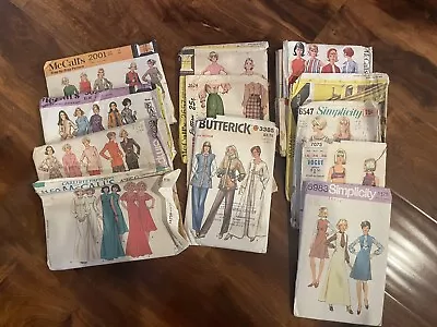 Vintage 1960s-1970s Butterick Simplicity McCall’s  Sewing Patterns Lot Of 12 • $23.50